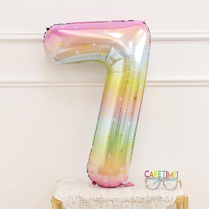Balões de Estrela e Número com Gradiente Arco-Íris de 40 polegadas para Decoração do 1º Aniversário do Bebê