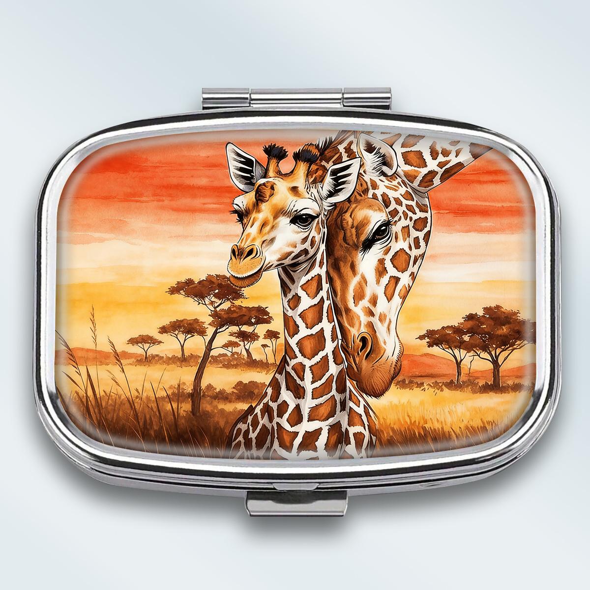 

Portable Pill Box with 2 Compartments, Mini Metal Medicine Organizer Case, Cute Printed Pill Container for Vitamins, Pills, Jewelry, Travel, Daily Use різнокольоровий