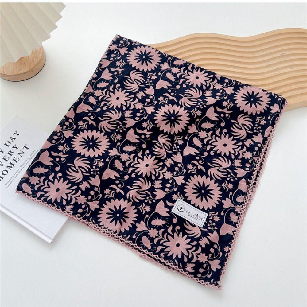 Floral Cotton Linen Print Scarves Scarf Hair Band Printed Silk Scarf Square Handkerchief Vacation