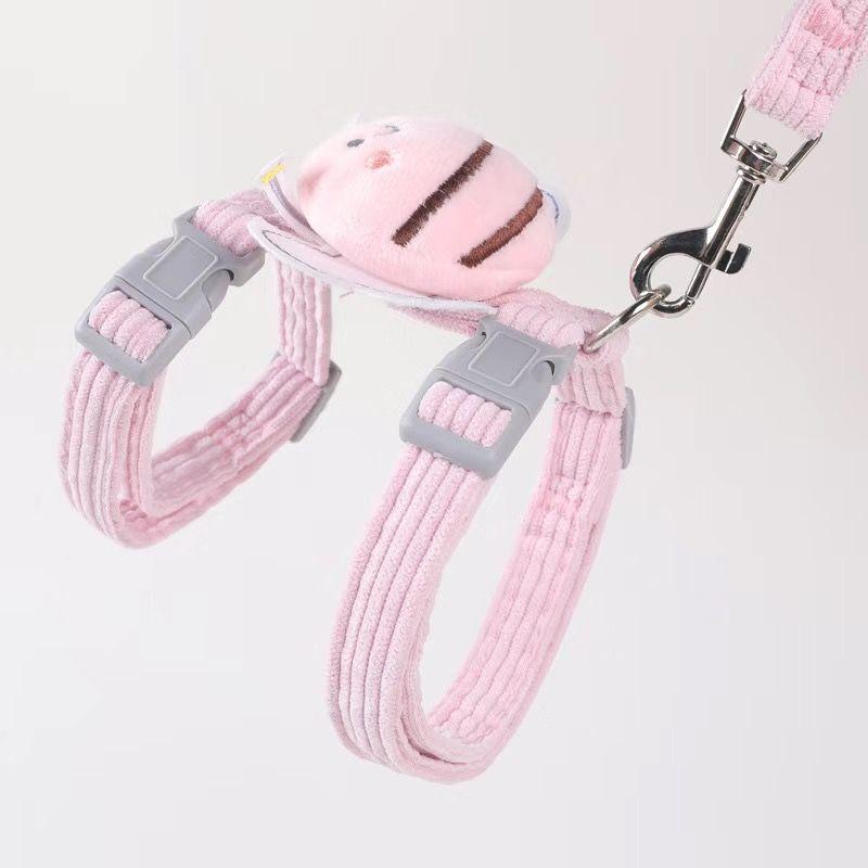 

Pet Supplies Cute Little Bee Cat Pulling Rope Anti Breaking Loose I-Shaped Adjustable Chest and Back Cat Walking Puppy Rope M (2.50 kg-6.00 kg Pink Bee