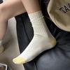 Cream Socks Women Korean Style Simple Solid Color Women Socks Japanese  Harajuku School Girls Knitting Cotton Long Socks