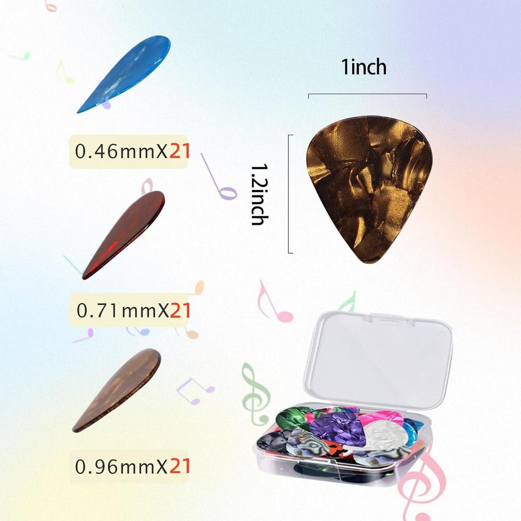 Universal Celluloid Guitar Picks - 0.46mm ABS Plectrums (Set of Popular Accessories)