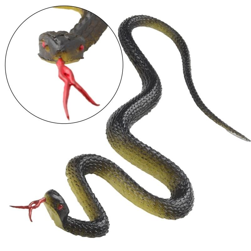 Fashnics Black 45Cm Realistic Rubber Snake Toy Fake Snake Toy For Prank Garden Props To Keep Birds Away Gag Gift For Halloween April Fool's Day