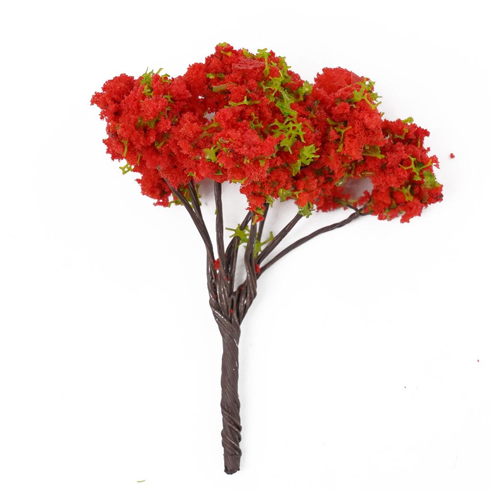 For Sand Table Plastic Scenery Model Tree Garden Park Party Plastic Red Flowers Scenery 4cm Diorama Garden Flower Tree China Mainland