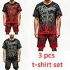 Sommer Mode Y2K Vintage Punk Grafik Print Rundhals Kurzarm T-Shirt und Shorts Set Herren und Damen T-Shirt Shorts Set