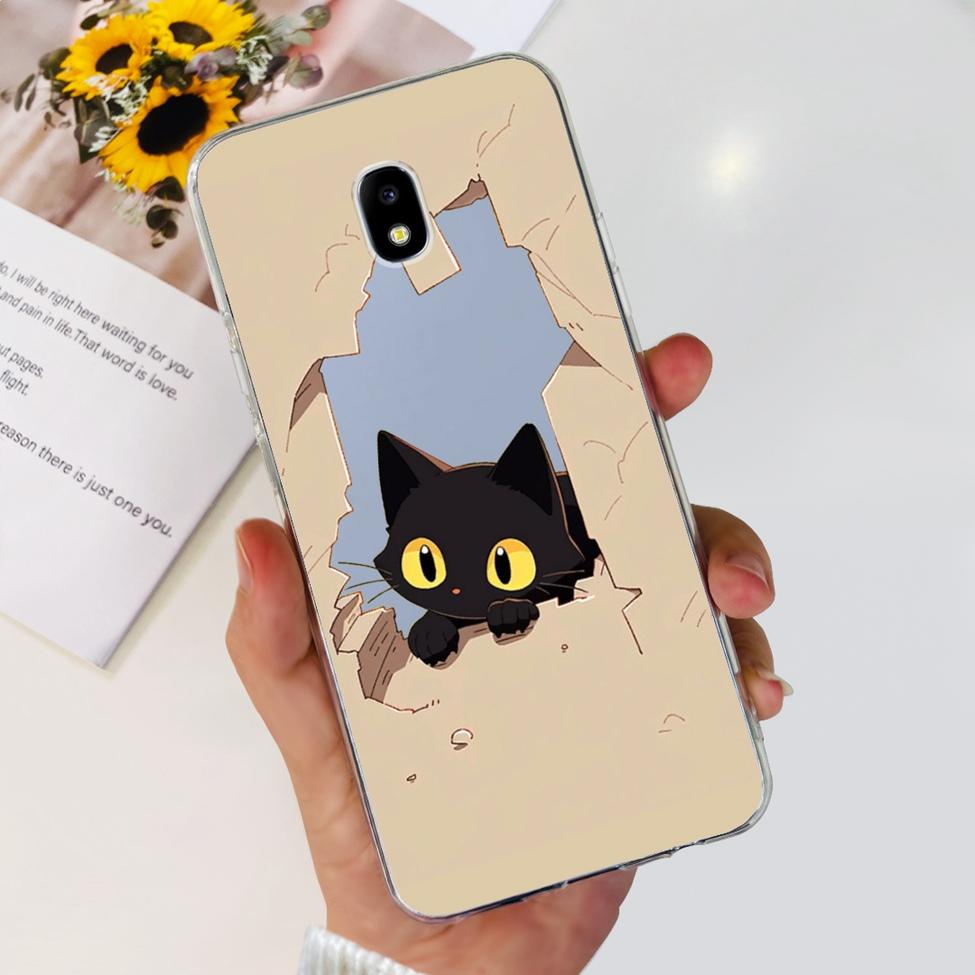 Case For Samsung J3 J5 J7 2017 Cover Cute Cartoon Cat Fashion Flowers Back Cover For Samsung Galaxy J7 2017 Phone Case