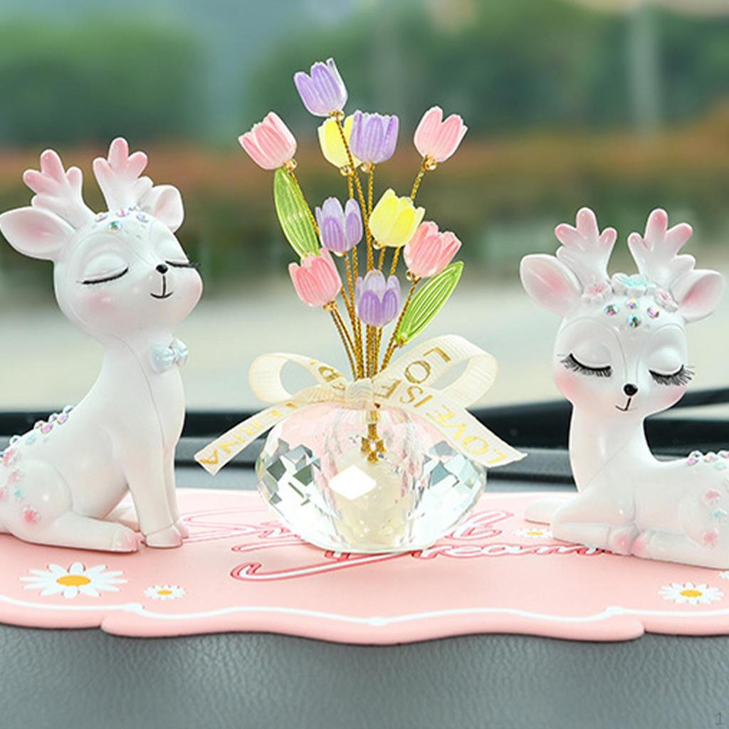 Kristallblomma Bildekoration Instrumentbrädeprydnad för Fordonsinredning