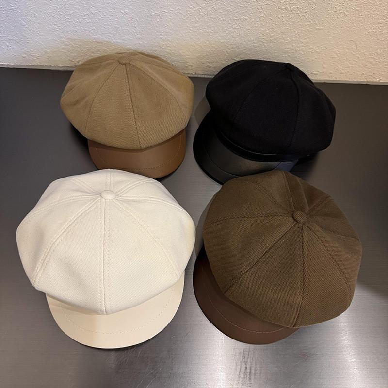 Trendy Color Solid Woolen Hats Curved Brim Autumn Winter Street Fashion Cao