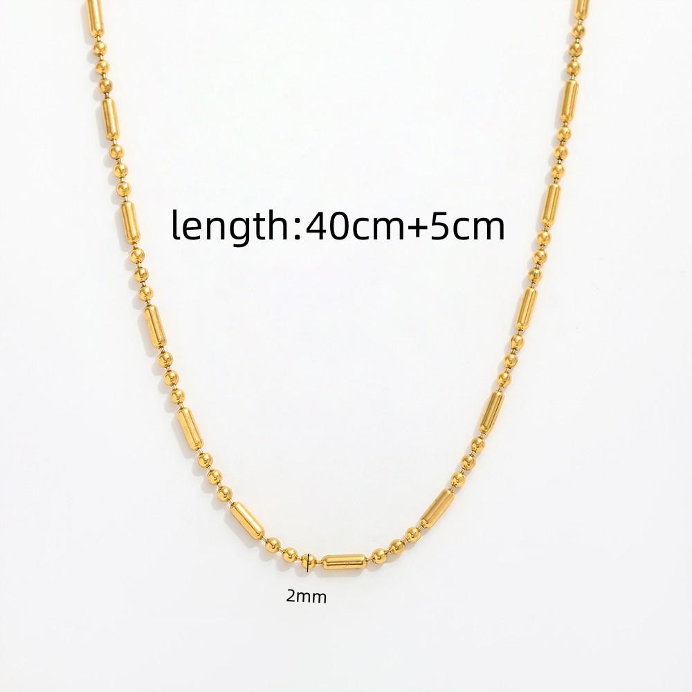 Joolim Jewelry 18K Gold Plated Little Beads Cylinder Mixed Chain Necklace Stainless Steel Jewelry