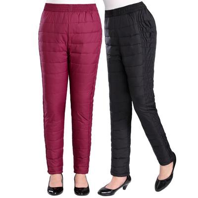 Women's High Waist Thickened Down Pants - Large Size, Slim Fit, Winter Warm for Middle-Aged and Elderly