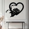 Iron Heart Rose Metal Wall Art Romantic Sculpture for Wedding Home Decor Anniversary Gift
