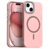 For iPhone 15 Case Compatible with MagSafe TPU+PET Phone Cover with Rhinestone Decor Lens Frame