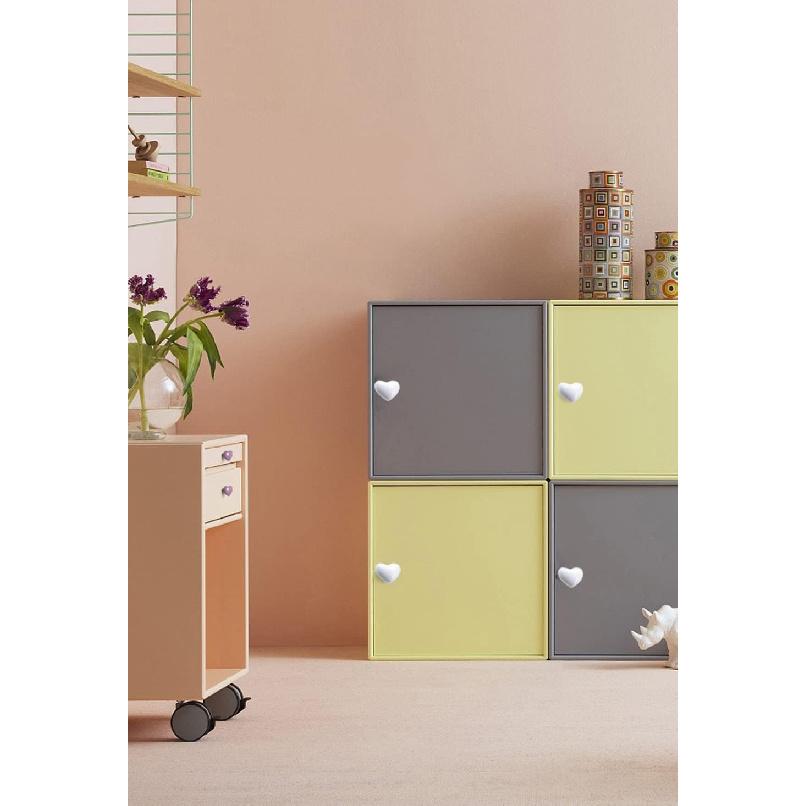 HUAMULAN 15PCS Glossy Ceramic Knobs Heart Shape Cabinet Dresser Pulls Door Handles Cupboard Wardrobe Drawer,3 Size Mounting Screws, Assorted Color