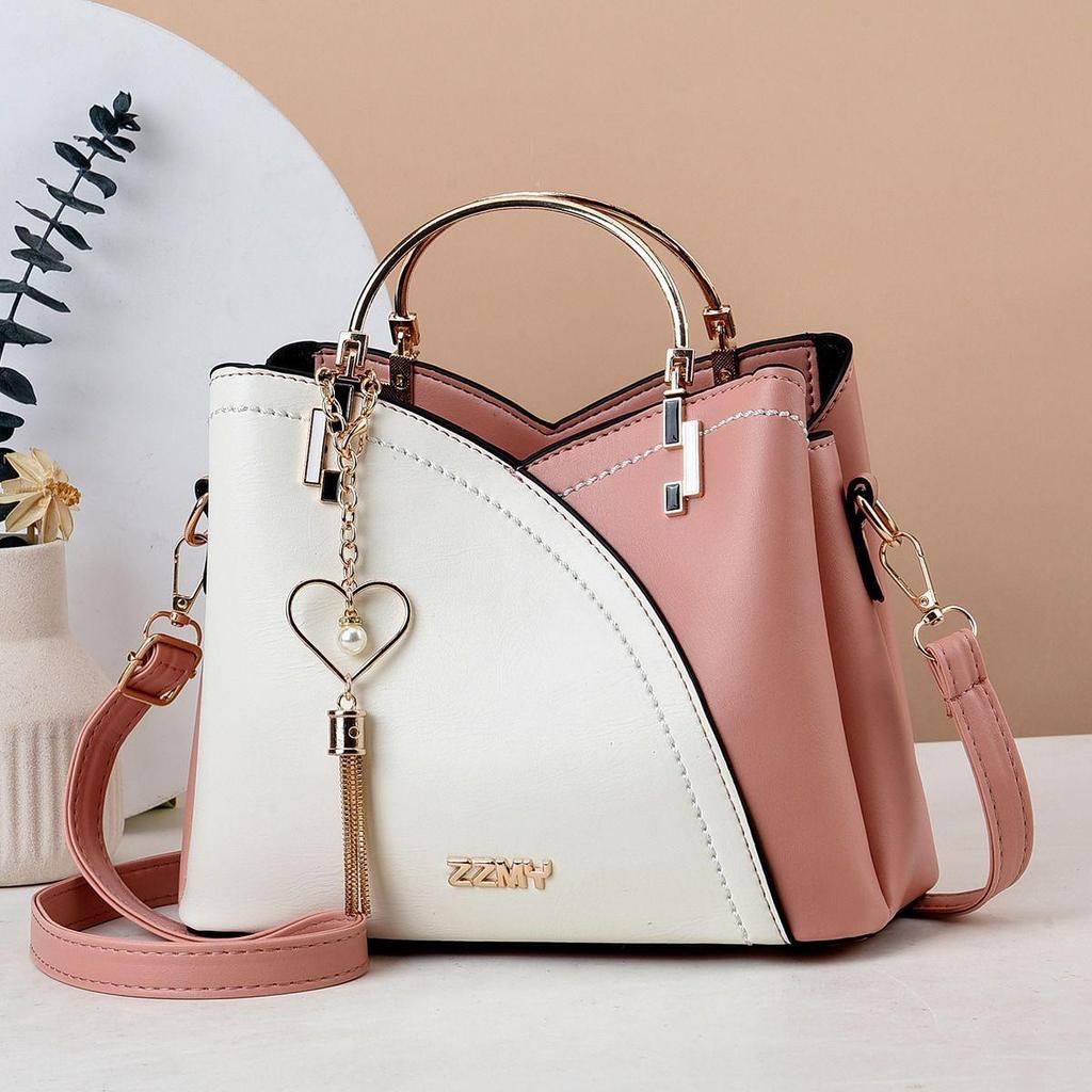 2025 Women's Trendy Korean Style Color Block Handbag, Large Capacity Single Shoulder Crossbody Bag