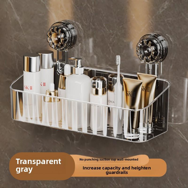 Suction Cup Straight Row Non Perforated Wall Mounted Toilet Detachable Washbasin Bathroom Storage Rack