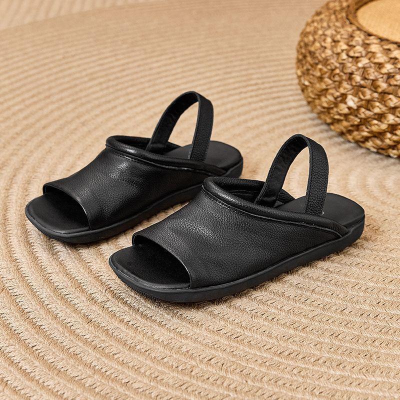 

Black casual sandals women s 2025 new summer wear comfortable daily versatile open-toed square-headed Roman sandals 40 чёрный