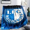 1PC 1. FC Magdeburg Flame Patterned Flannel Blanket Suitable For All Seasons for Home Decor Warmth and Comfort Gifts Holiday Present