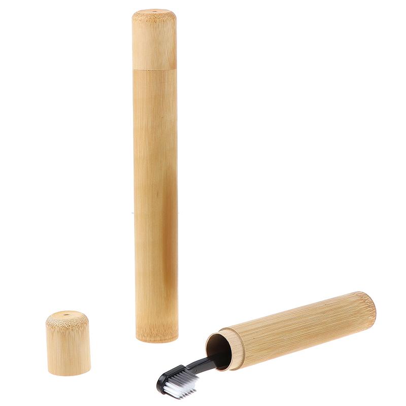 

Toothbrush Wooden Case Tooth Brush Soft-Bristle Bamboo Fibre Holder Handle Tube 21cm