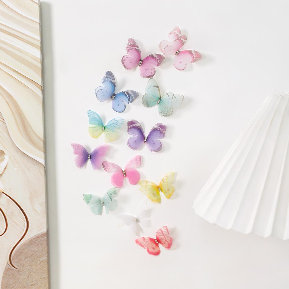 5/10/20/30Pcs 5cm Double Butterfly Appliqued 3D Simulation Organza Butterfly Patch for DIY Crafts Wedding Party Home Decorations