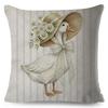 Multi Size Vibrant Print Pillow Cover Vintage Farm Goose Floral Duck Countryside Waterfowl Sofa Decor Cushion