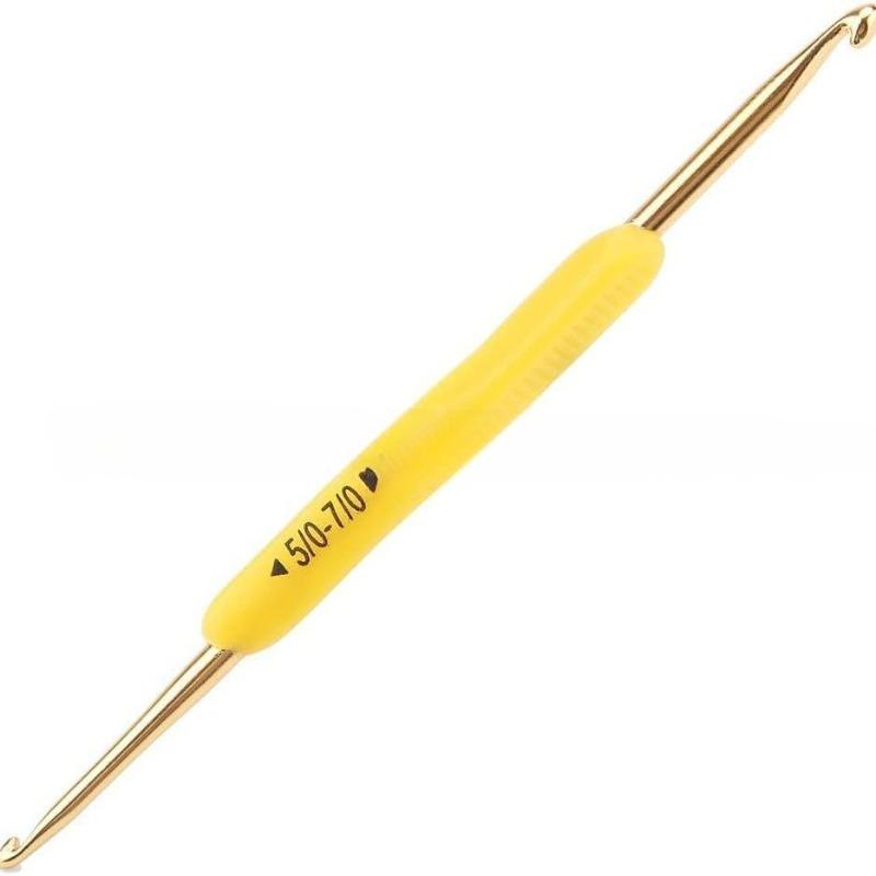 Färg TPR TPR mjukt gummi dubbelsidig aluminium virknål, hushållshandgjord dubbelsidig stickverktyg tröjkrok 5 st