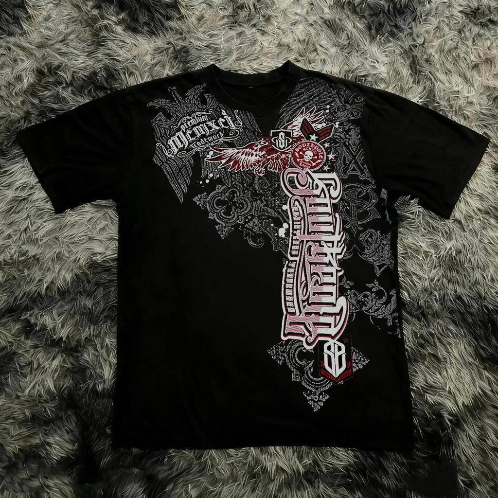 Klassisches Y2K Gothic Stil T-Shirt Druck Oversize T-Shirt High Street Shirts Gothic Rundhals Baumwoll Tops Neues Herren Damen T-Shirt