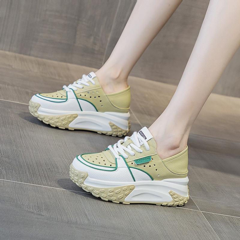 Genuine leather pops shoes slippers slippers inner height casual sneakers thick bottom sandals