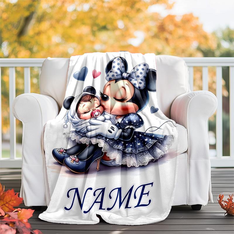Customizable Minnie Throw Blanket – Personalized Name, All-Season Cozy Snug Blanket, Machine Washable, Personalized Blanket