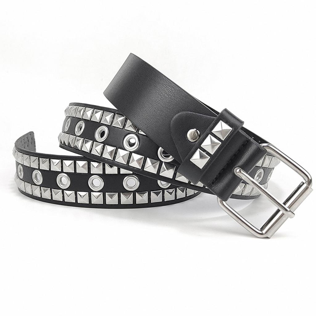 Female Pin Buckle Belt Aesthetic Belt Cool Square Rivet Studded Waistband Jeans Belt Waist Ornaments Girl Waiststrap