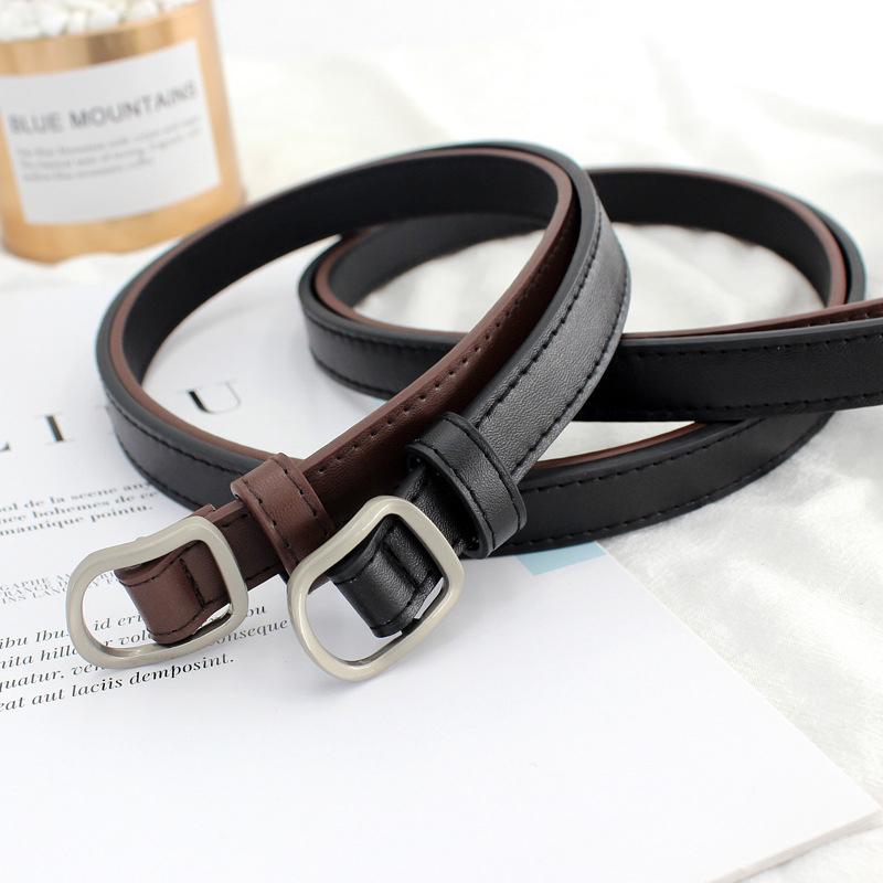 Fashion Luxury No-hole Belt For Women Waistband Buckle Pin Belt Jeans Decorative Female Dress Thin PU Leather Waist Strap