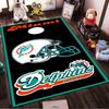 Miami Dolphins Logo Helmet Design Rug Non-slip Rug Suitable for Living Room and Bedroom Sofas.