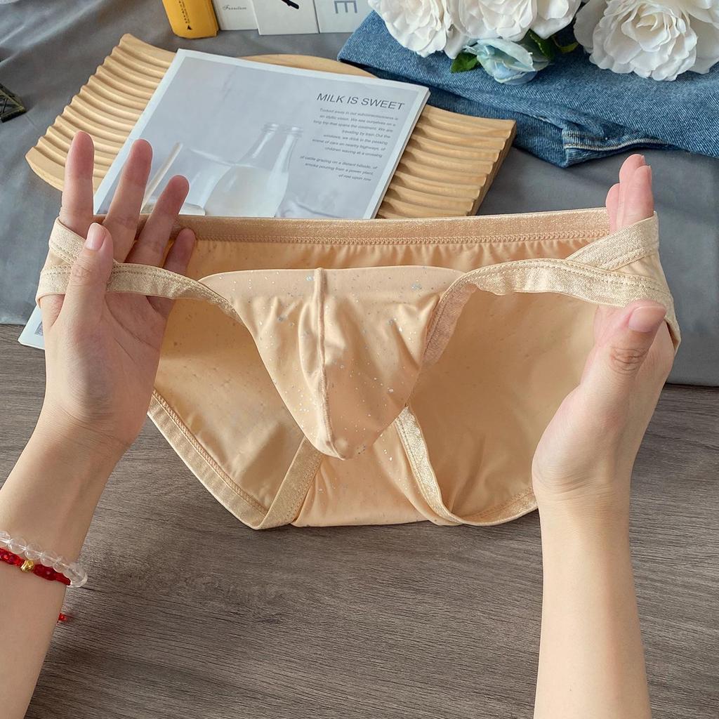 New Men's Sexy Low-Waist Briefs: Pure Style Bikini Triangle with Breathable Sequin Design