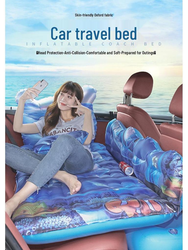 Cartoon Folding Inflatable Car Mattress for SUV and Sedan