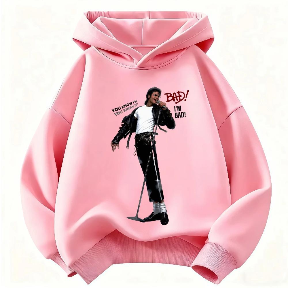 Felpa con cappuccio unisex con stampa Michael Jackson per bambini – Nuova Autunno/Inverno 2026 Felpa calda per bambini Top Grafico Icona Pop Retrò