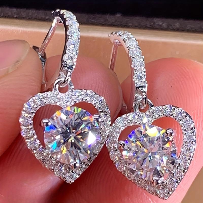 

Fashion Copper Color Heart White Stone Earrings Gorgeous Party Engagement Wedding Dangle Earrings for Women