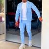 Giacca da uomo Pantaloni cargo Set con tasca Primavera Autunno Solido Tuta casual Bottone Giacca monopetto maschile Abito da 2 pezzi