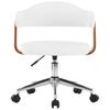 Swivel Office Chair White Bentwood and Faux Leather