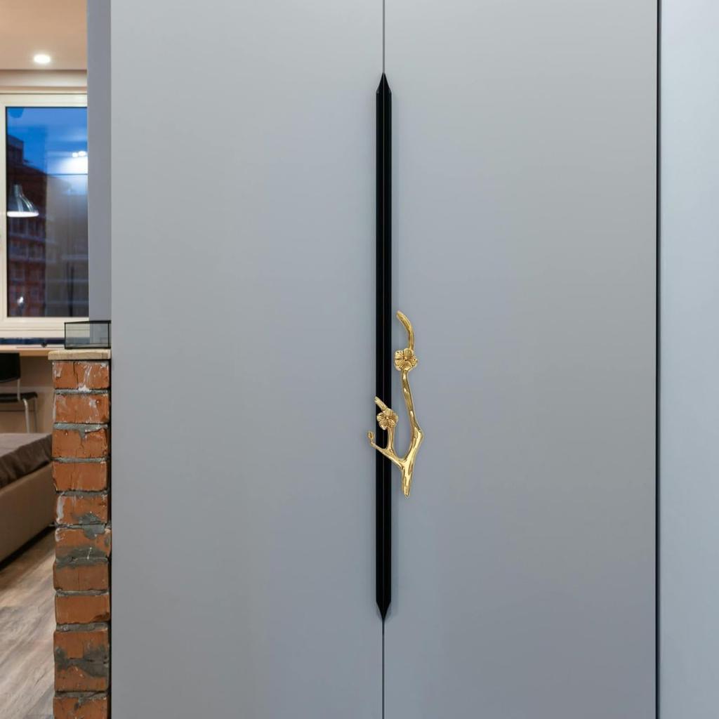 Angoily Antique Bronze Door Pull Black Matte Cabinet Handles Leaf Knobs Handle for Furniture