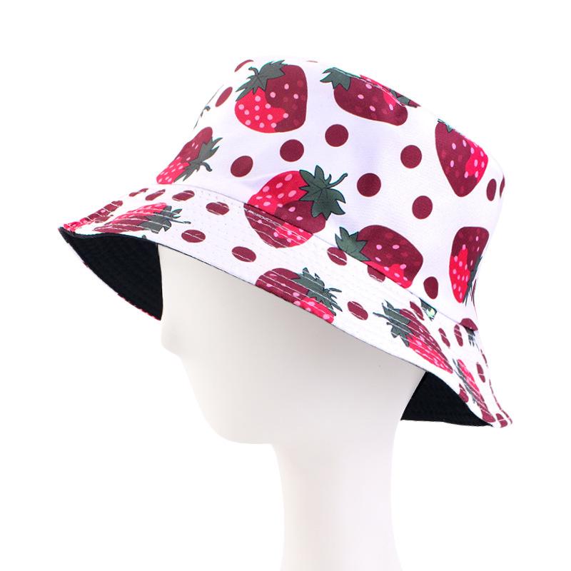 Summer fashion double-sided fruit printed pot hat, summer sun hat, outdoor travel sun hat JDPM -