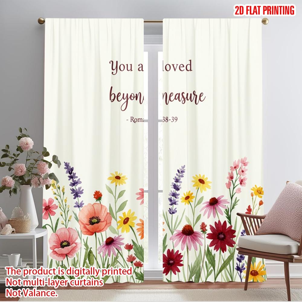 

2pcs 2D flat printing Curtains Floral Watercolor Botanical Garden Polyester Without Electricity All Season Party & Holiday Decor 52.50×116.00 CM 2pcs