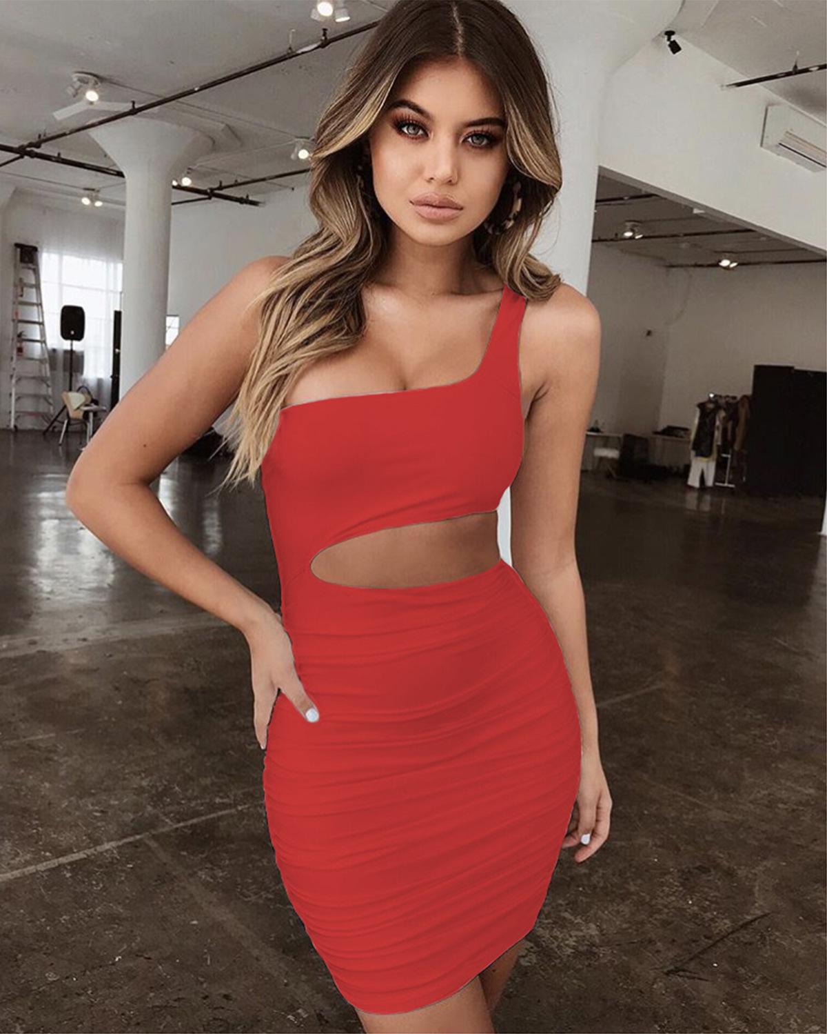 

2025 Summer European & American Women s One-Shoulder Bodycon Dress - Sexy Nightclub Fashion Bestseller Medium