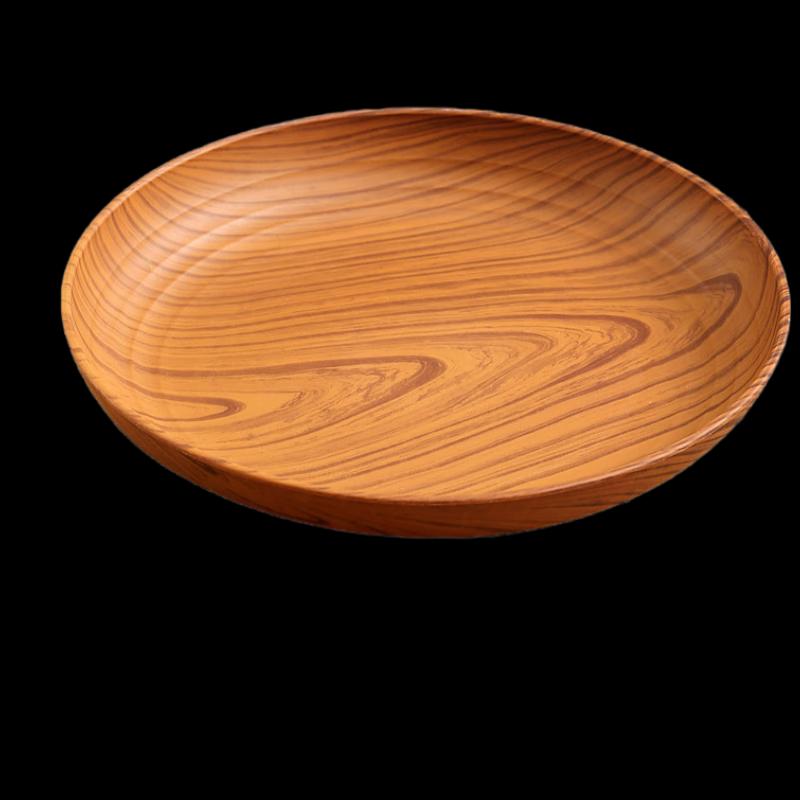 Einfache runde Kunststoffschale mit Holzmaserung - 5er-Pack