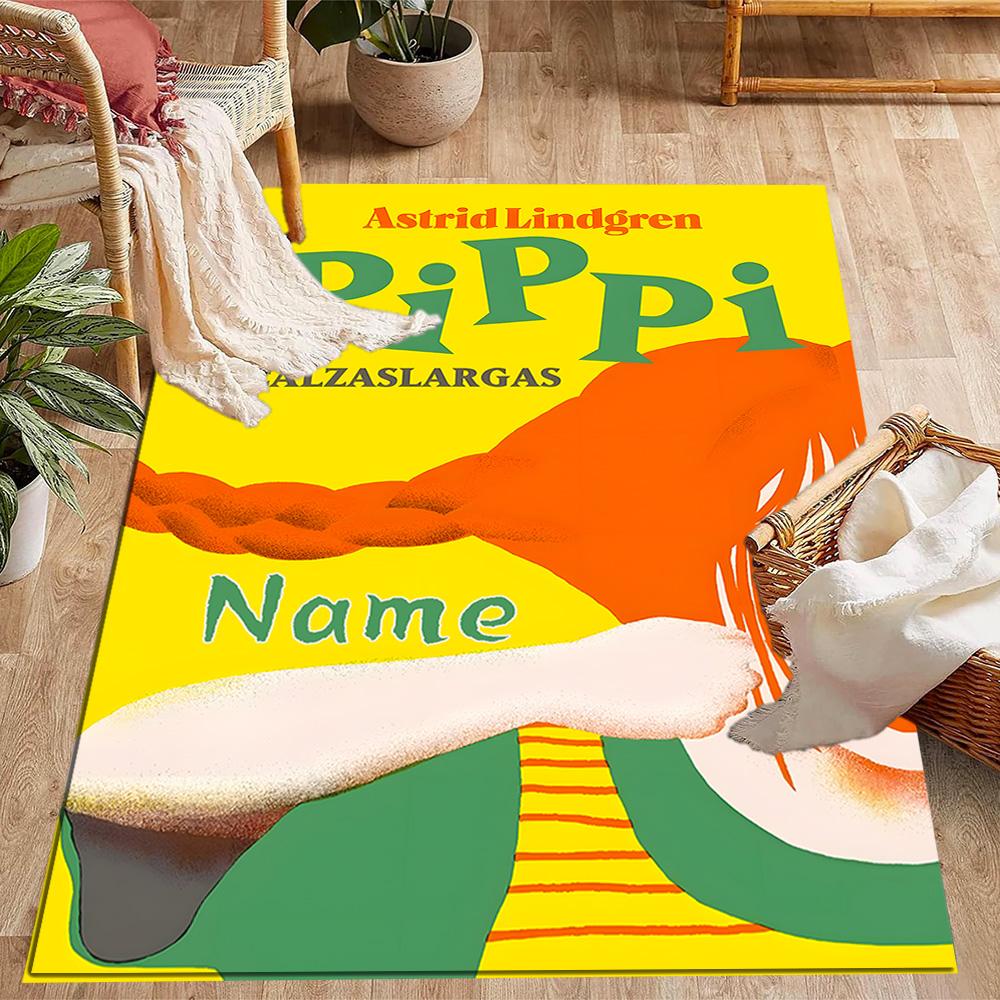Pippi Monkey Friend. Customized Name Area Rug Suitable for Dormitory Hallway Playrooms Dining Room Anti-slip Rug Office home decor