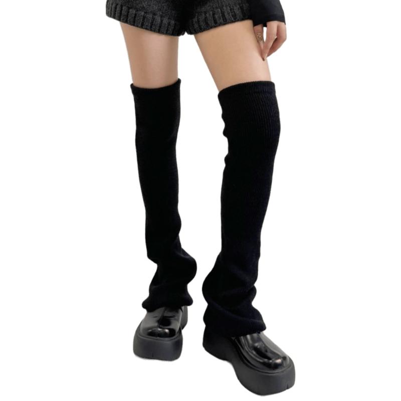 Damen Mädchen Süße Beinwärmer Gestrickt Ausgestellte Beinärmel Goth Häkeln Lockerer Bund Knöchel Haufen Socken Oberschenkel Hohe Socken