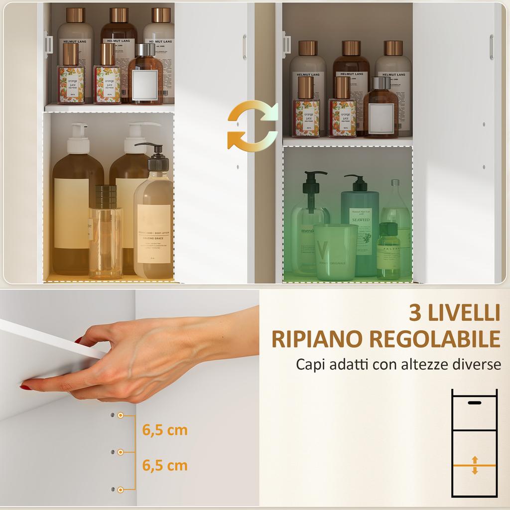 Narrow Bathroom Cabinet with Adjustable Shelf White