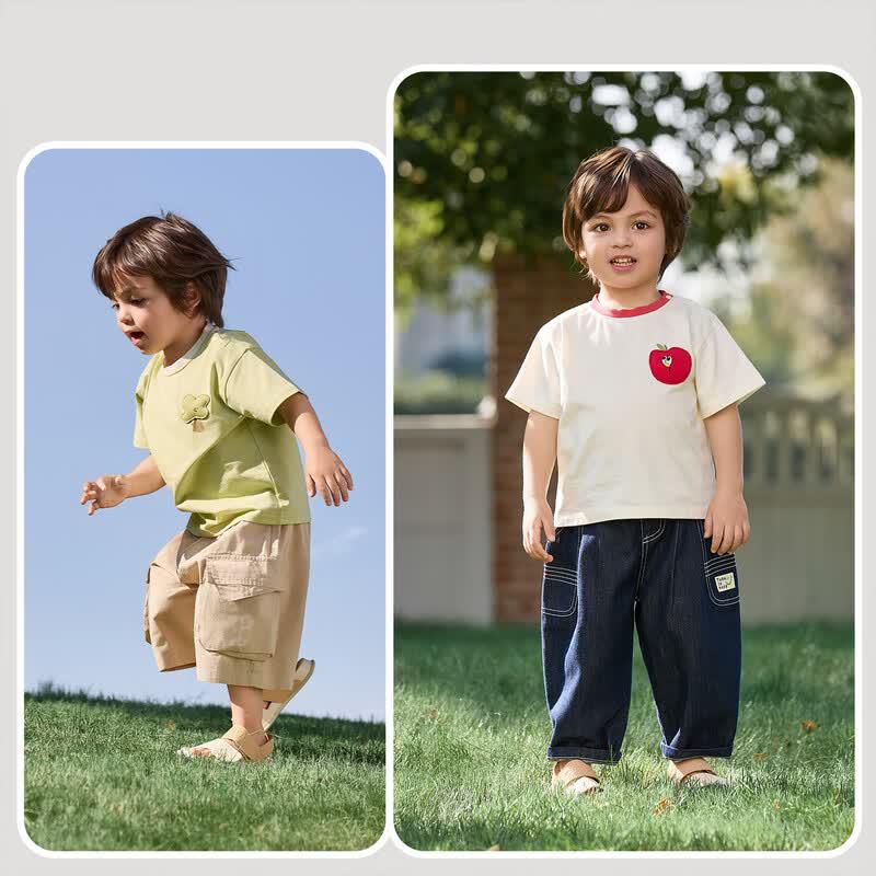Weierbeilu Kids' 100% Cotton Short Sleeve Cartoon T-Shirt