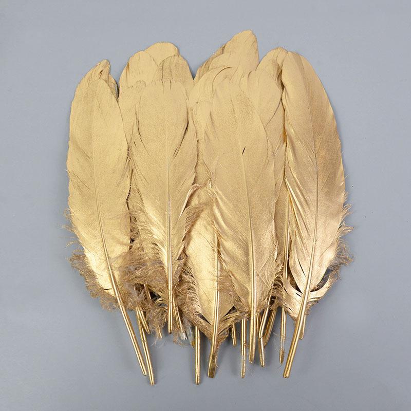 12-18Cm Spray Gold Feather Natural Goose Turkey Feather Wedding Party Gift Box Cake Decoration Balloon Filler D