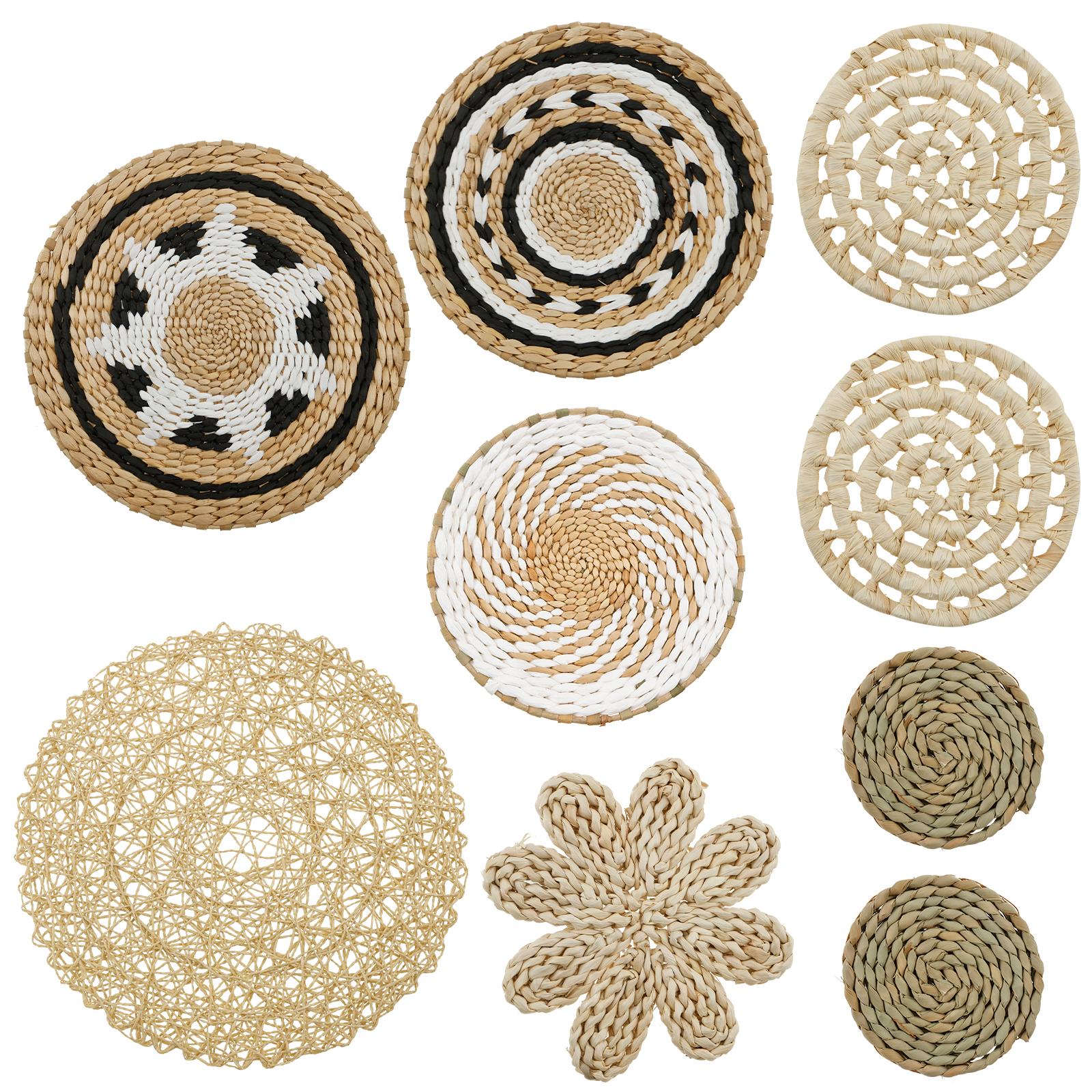 

Набор декоративных плетеных настенных корзин ручной работы. Декоративный долговечный плетеный декор для стен дома, спальни, гостиной. Декор настенная корзина