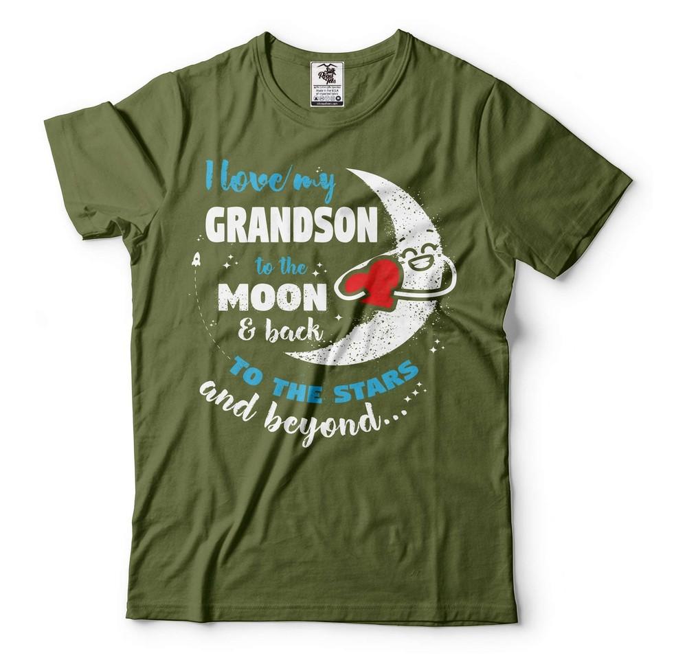 I Love My Grandson To The Moon And Back Shirt Grandma Grandpa Family Shirt Unisex T-Shirt S