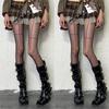 Y2K Fashion Gothic Cross Line Sexy Pantyhose Women Fishnet Ins Hot Girls Jk Tights High Elastic Stockings Leggings Mesh Tights